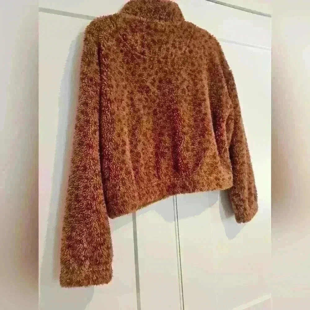 Pink Rose Half Zip Animal Print Sherpra - Picture 7 of 7